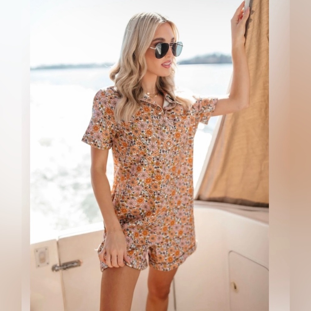 STORIA denim/floral romper